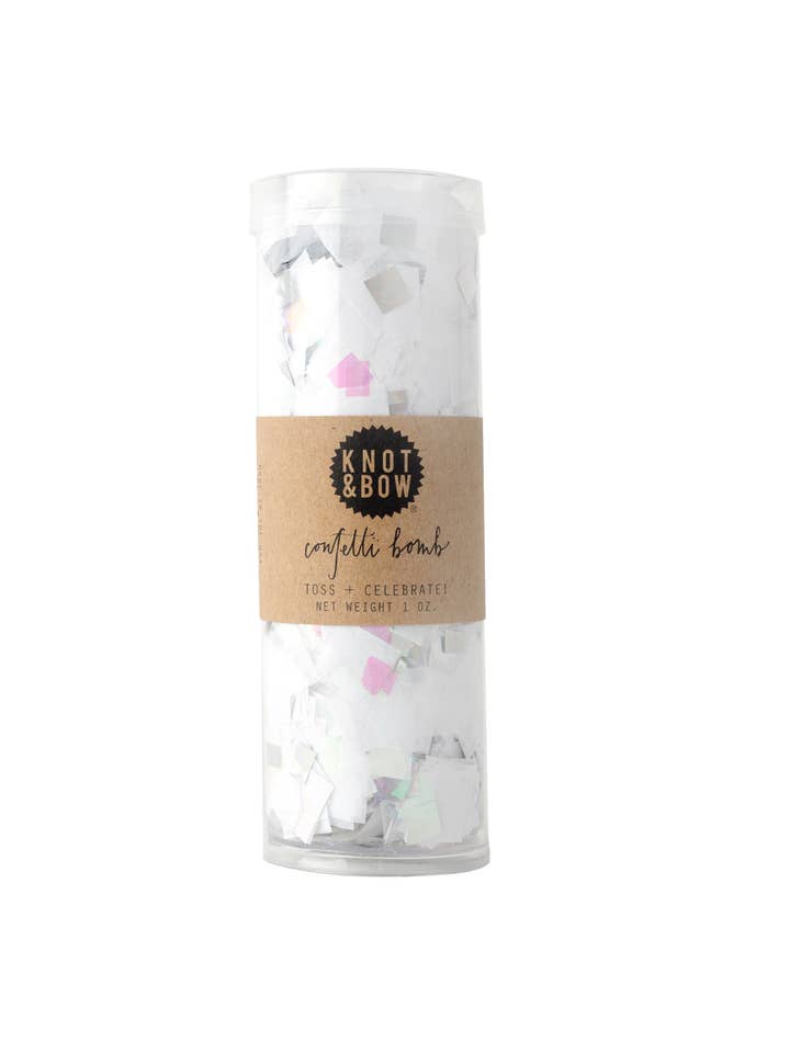 White Iridescent Confetti Bomb for wholesale by Knot & Bow