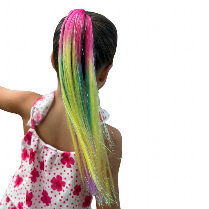 Poppet Locks - Wholesale Hair extensions - Little Unicorn Ponytail - Double sided colour - 16" ( now with pink hair tie )