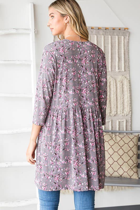 CARBONE SJ1082-17 CARDIGAN APERTO FLOREALE CON ARRICCIATURA in vendita all'ingrosso su Faire6