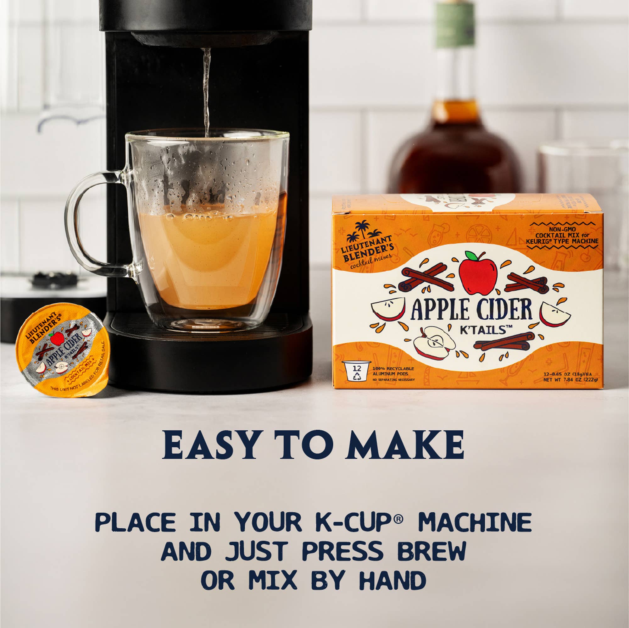 Lieutenant Blender's Cocktail Mixes - Wholesale Beverage Mix - Apple Cider K'Tails® Single Pod Cocktail Mixers 12 Ct1