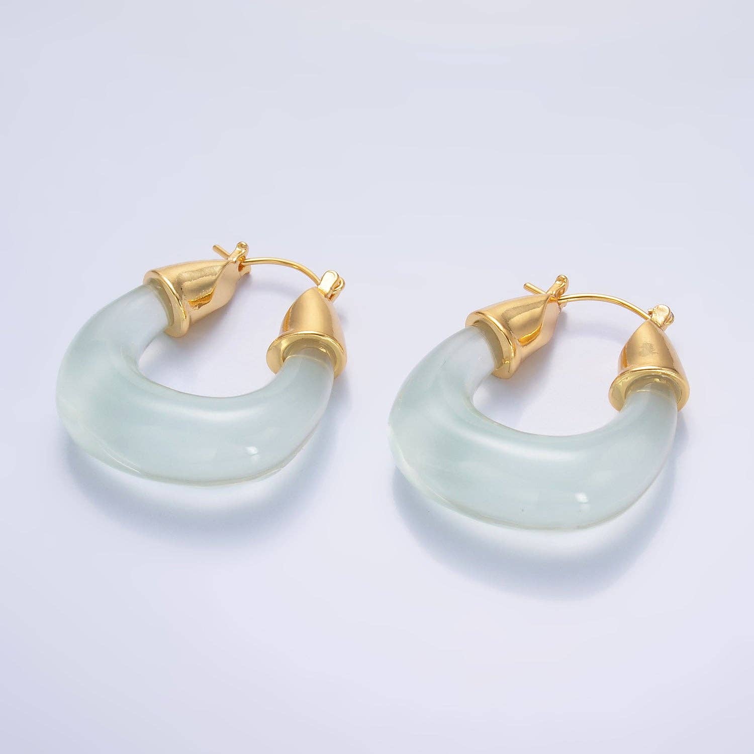 Simply Jewels - Wholesale Hoop Earrings - Gold Classic Gold Quartz Resin Crystal Chunky Hoops EA-0185 to EA-01941