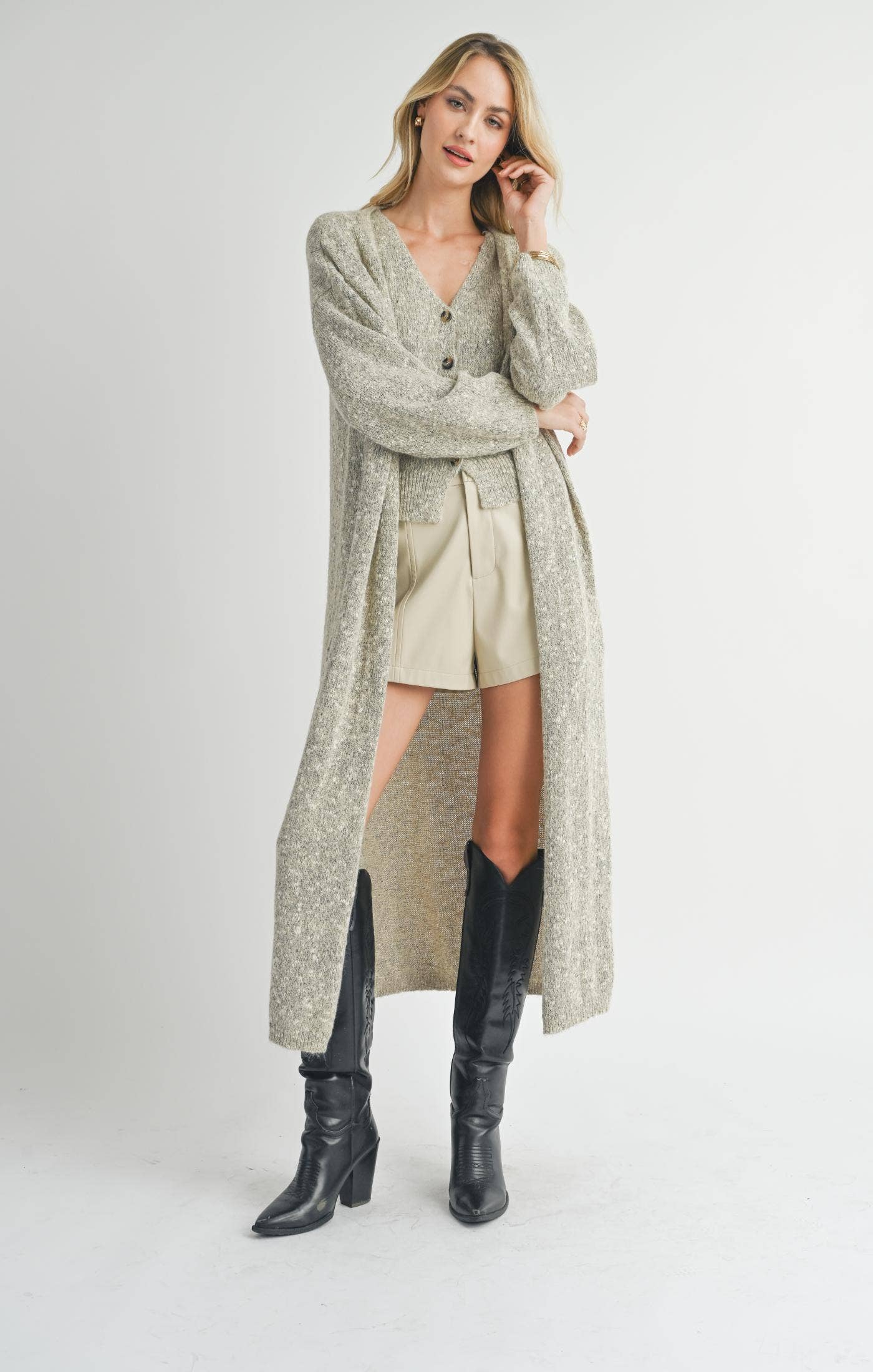 Sadie & Sage – wholesale Cardigan – Women’s – Phoenix Long Open Cardi: TAUPE MULTI3