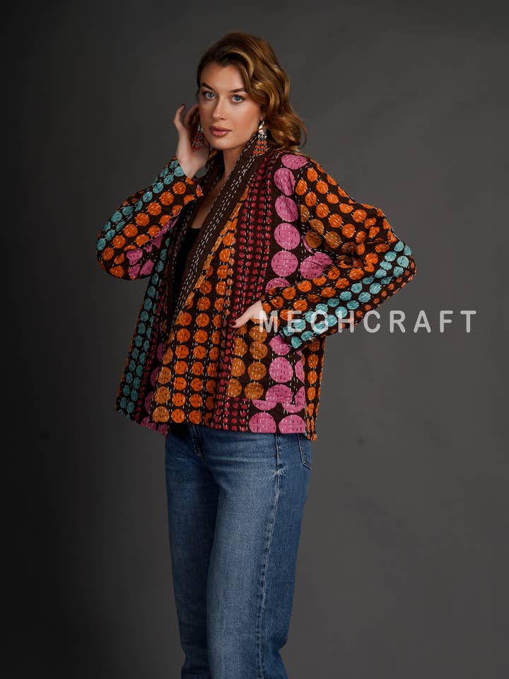 Meghcraft - Venta al por mayor Chaqueta - Mujer - Chaqueta Reversible de Kantha para Mujer2