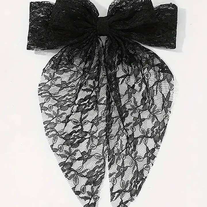 MKS America - Wholesale Hair Clip - Women's - Almond Peach Floral lace ribbon bow large hair clips7
