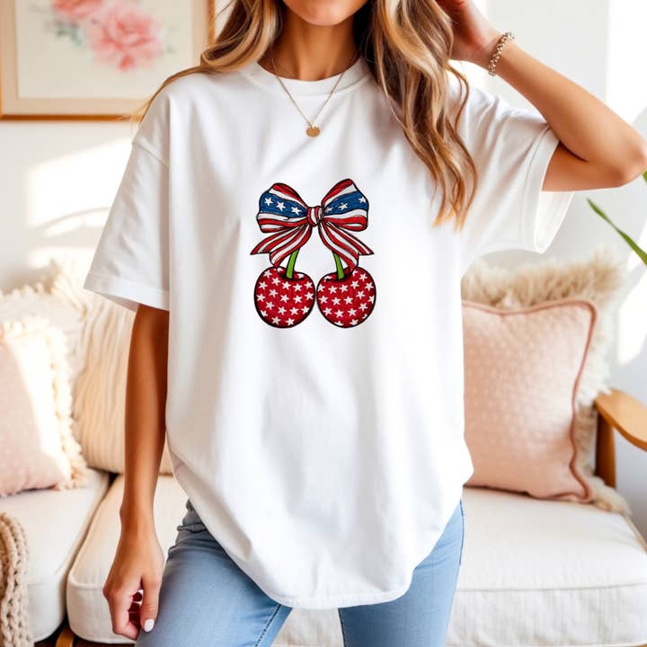 USA Cherry Graphic Tee #360 for wholesale by Urban Edge Co.