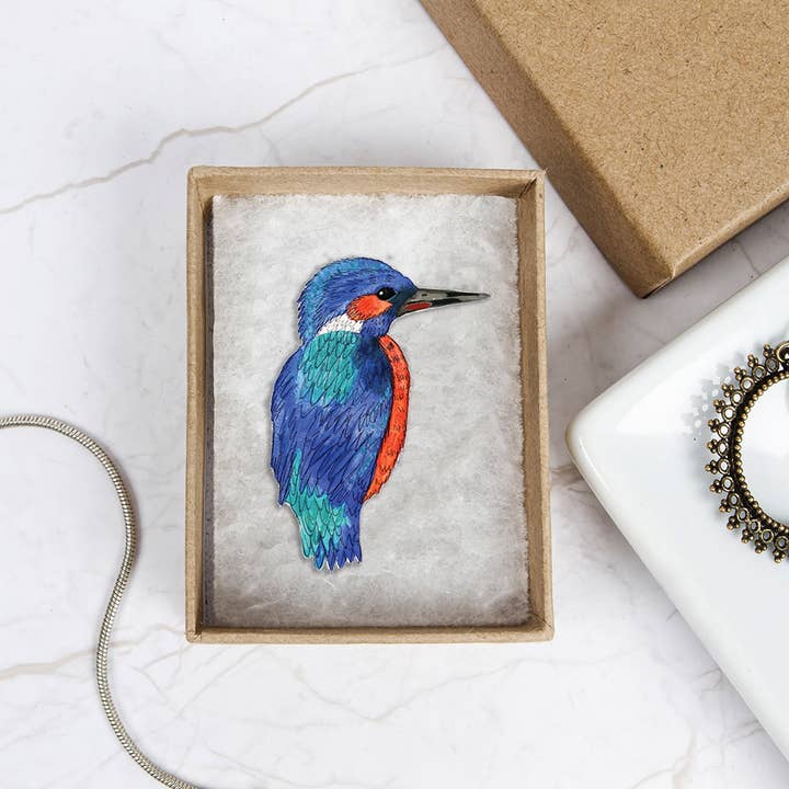 Kingfisher Brooch | Wild Wood for wholesale by Perkins & Morley