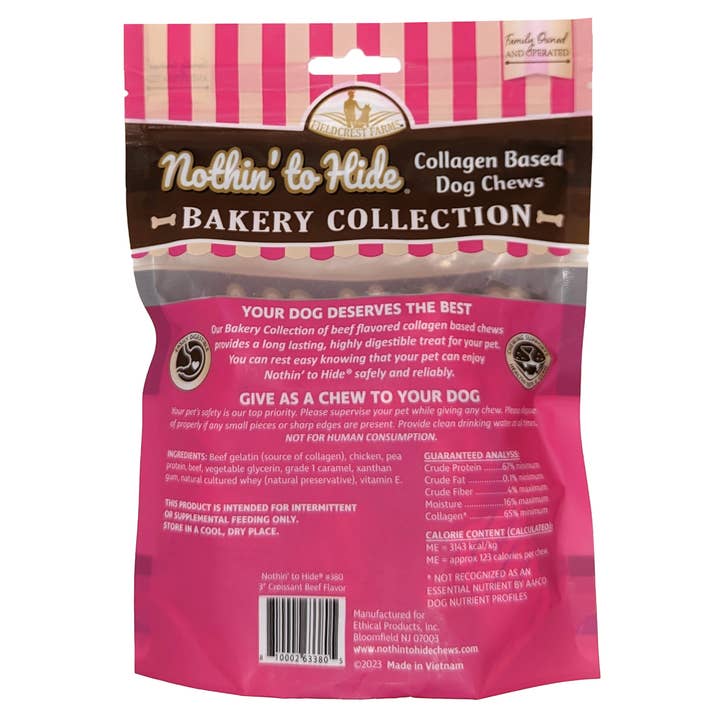 Playful Tail - Wholesale Pet Treats - Dog - Nothin' To Hide Bakery Beef Croissant 3" 3-Pack Dog Treats1