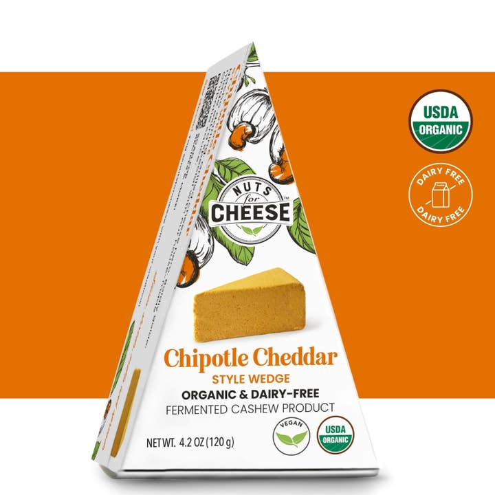 Nuts For Cheese - Wholesale Cheese - Chipotle Cheddar Style Cashew Cheese Wedge | Organic | Vegan
