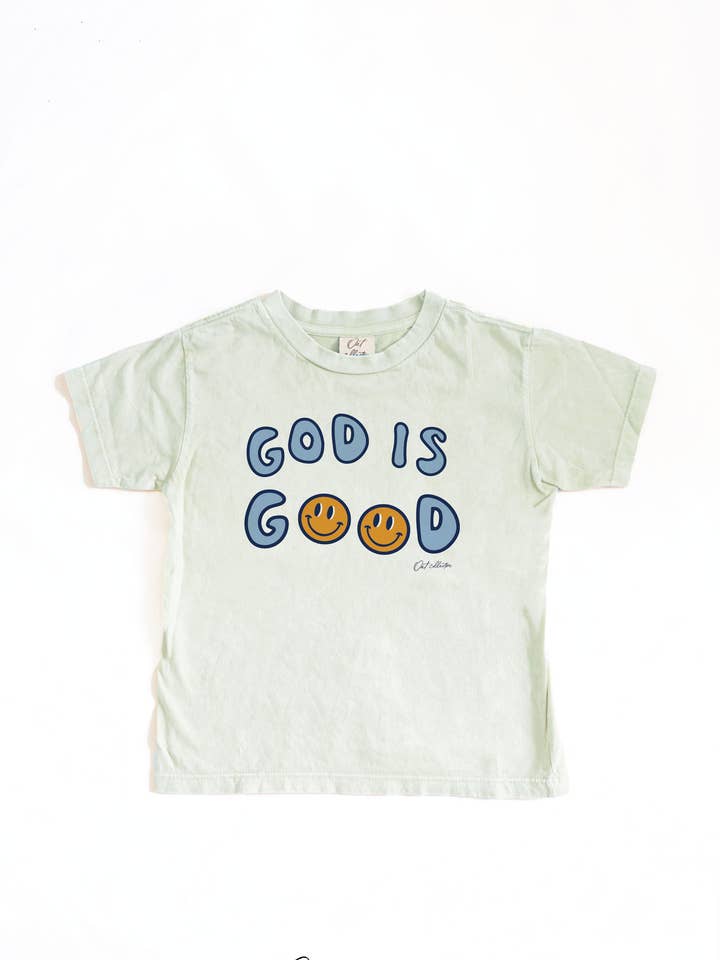 GOD IS GOOD Toddler Washed Graphic Top for wholesale by OAT COLLECTIVE
