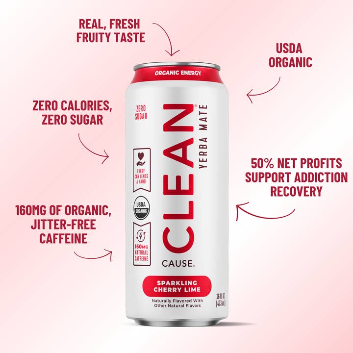 CLEAN Cause - Wholesale Iced Tea - Organic Cherry Lime Zero-Calorie Yerba Mate Tea - 12-pack 4