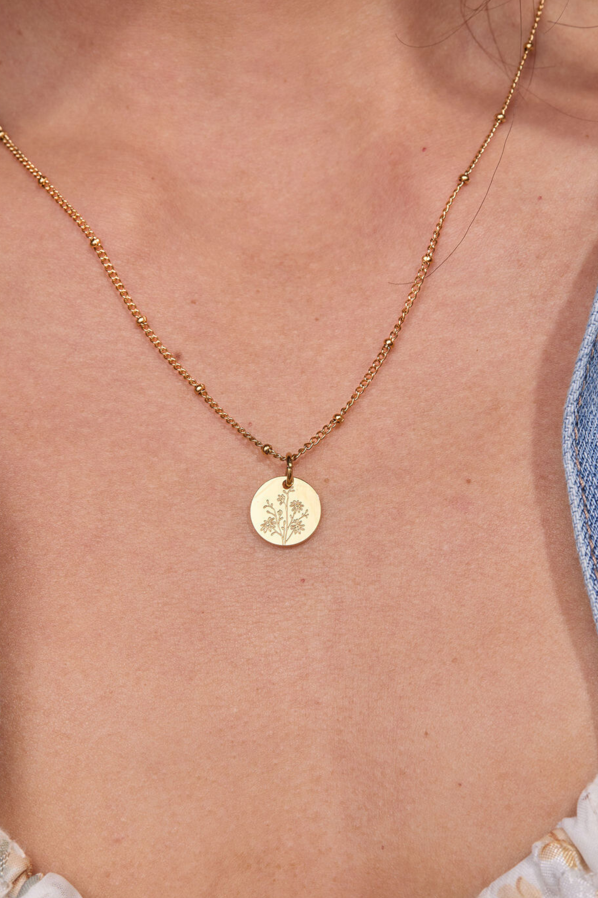 Gratinsta - Wholesale Pendant/Charm Necklace - September Aster Gold Birthflower Necklace W.1