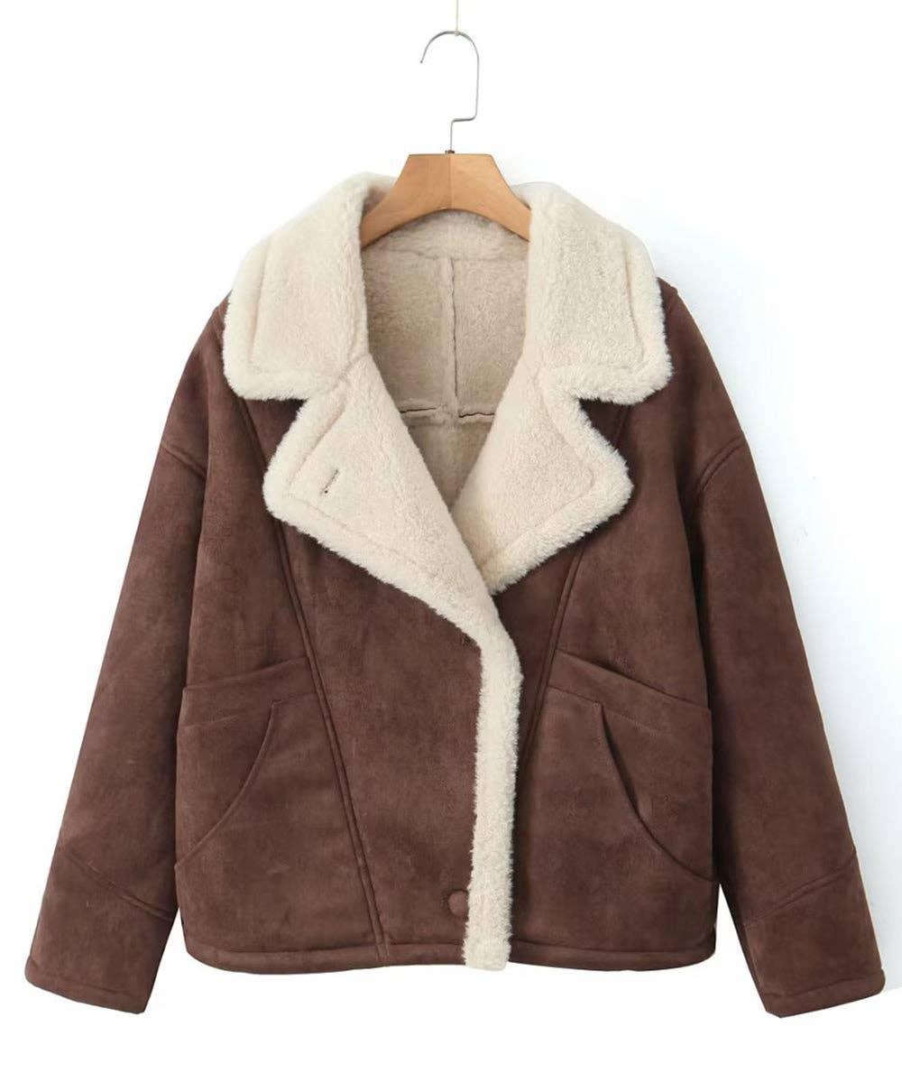 Aria Romance - Wholesale Bont/kunstbontjas - Dames - Retro lamsleren trenchcoat5