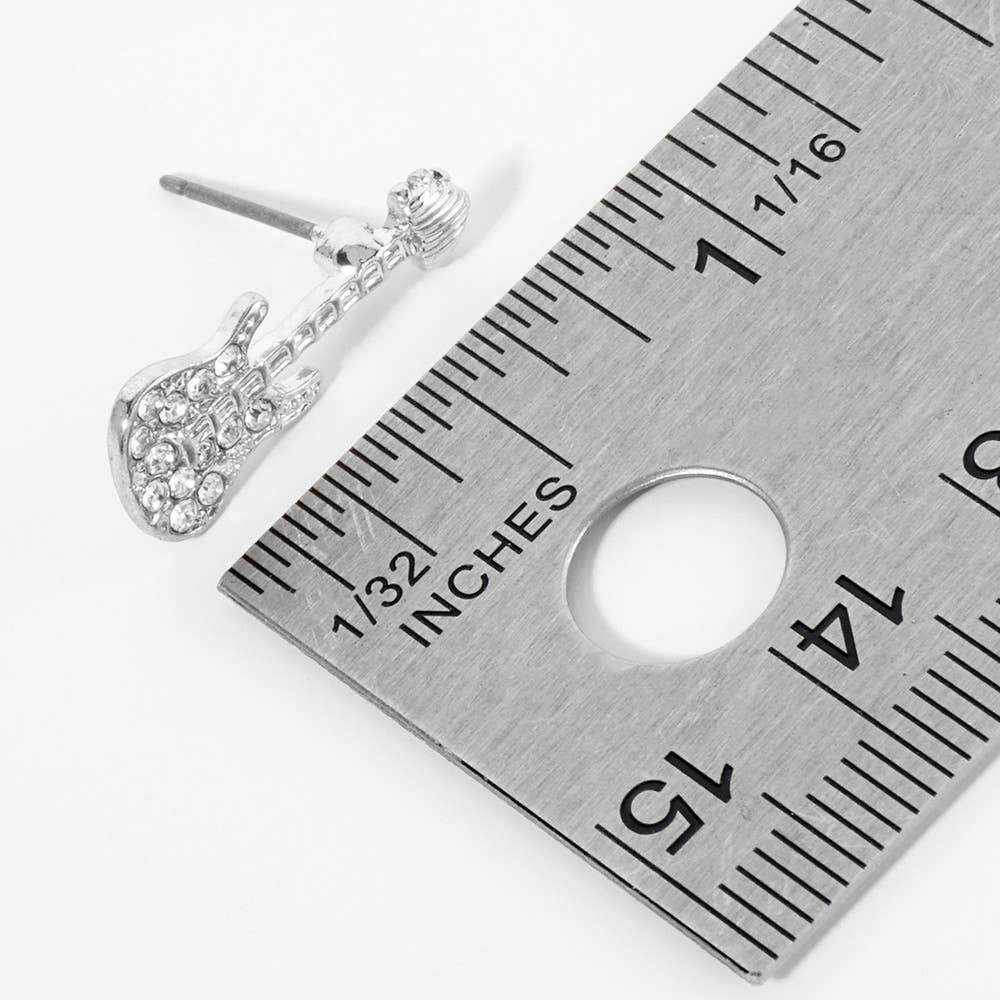 Sensibling Corp. – Brincos de pino por atacado – Brincos de Guitarra Pavimentada em Pedra de Cristal
8