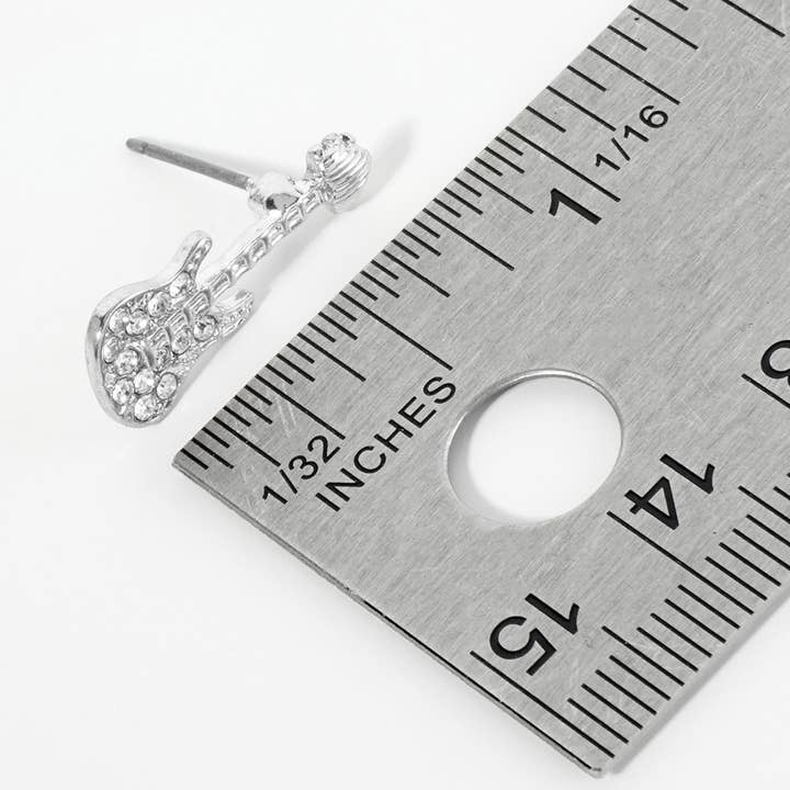 Sensibling Corp. – Brincos de pino por atacado – Brincos de Guitarra Pavimentada em Pedra de Cristal
8