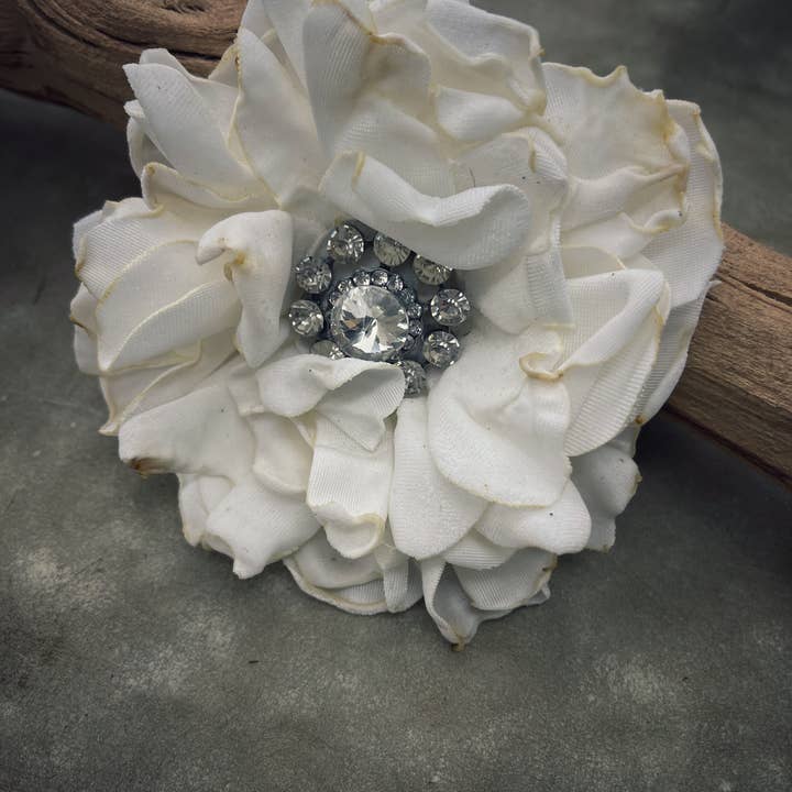 Hand Cut and Dyed Off White Velvet Pin for wholesale by A Rare Bird Shop