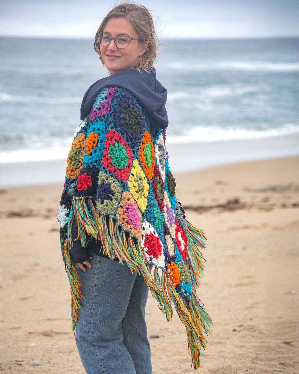 Zig Zag Asian Collection - Wholesale Poncho - Women's - Granny Square Poncho0