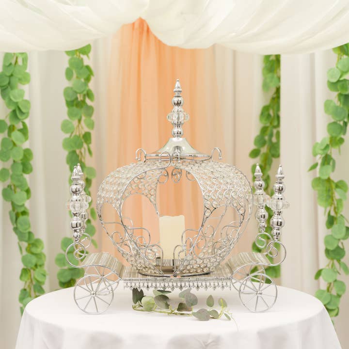 Crystal Beaded Pumpkin Carriage Centerpiece - Silver for wholesale on Faire