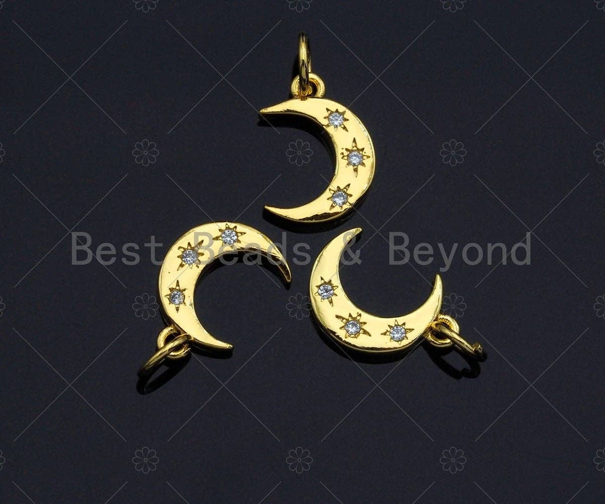 BestBeads&Beyond - Wholesale Individual Charm/Pendant - Dainty Gold Star Cresent Moon Charms, Dainty Charms, Moon Pendant, Gold Coin Pendant, Gold Necklace Charms, 9x12mm, Sku#LK1141