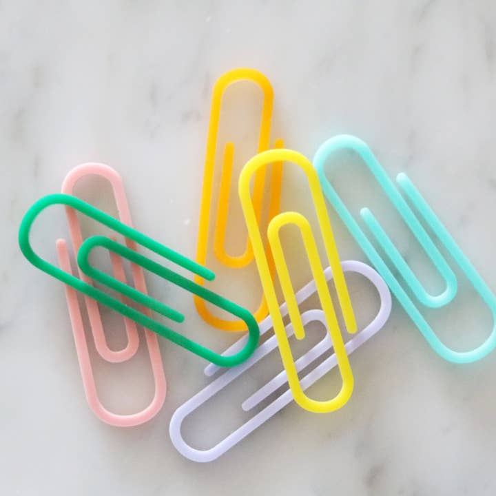 Everthine Designs - Wholesale Paperclip - colorful large acrylic paper clips | set of 6