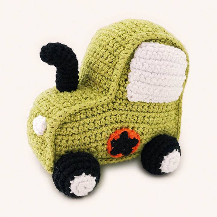 Green Tractor Rattle for wholesale by PebbleChild USA
