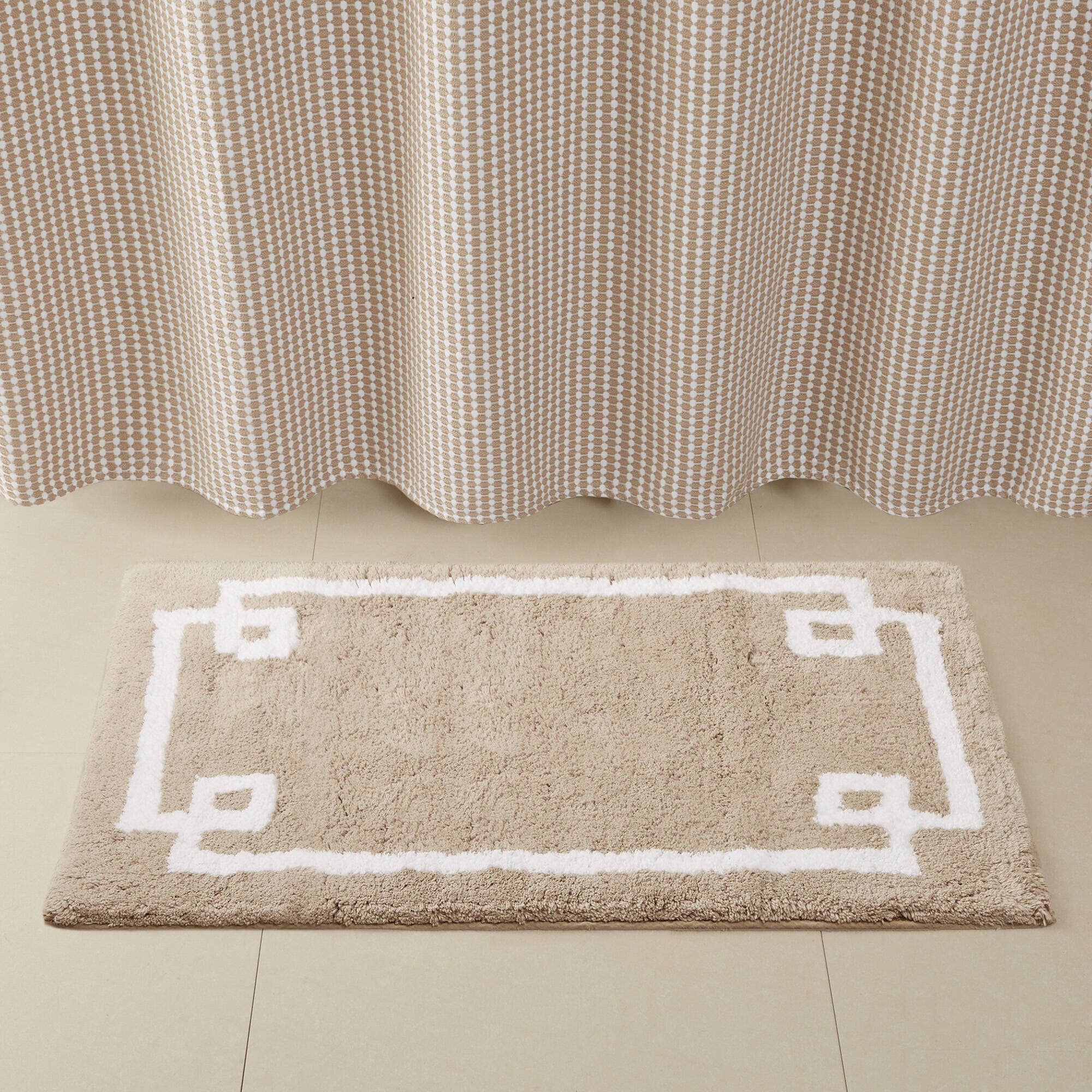 Olliix - Wholesale Bath Mat - High Pile Bordered Bathroom Rug, Taupe12