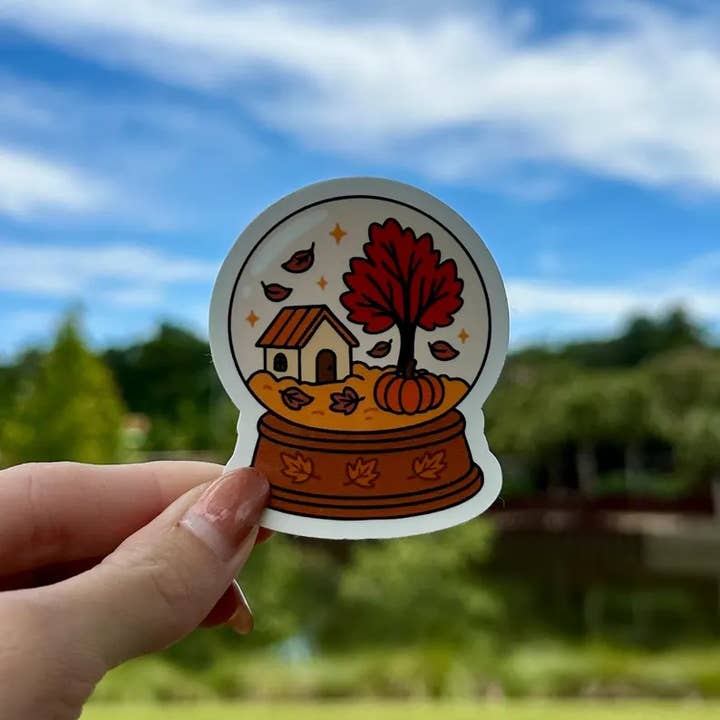 Tally Plant Club - Wholesale Sticker - Autumn Fall Snow globe | water resistant sticker