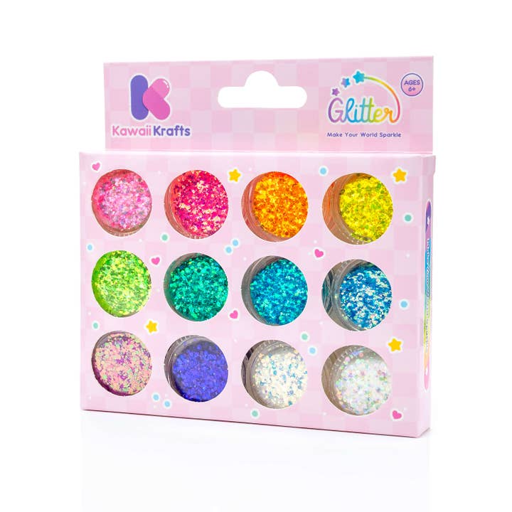 Kawaii Slime Company - Wholesale Craft Supplies - Make Your World Sparkle Chunky Glitter 12 Color Set3