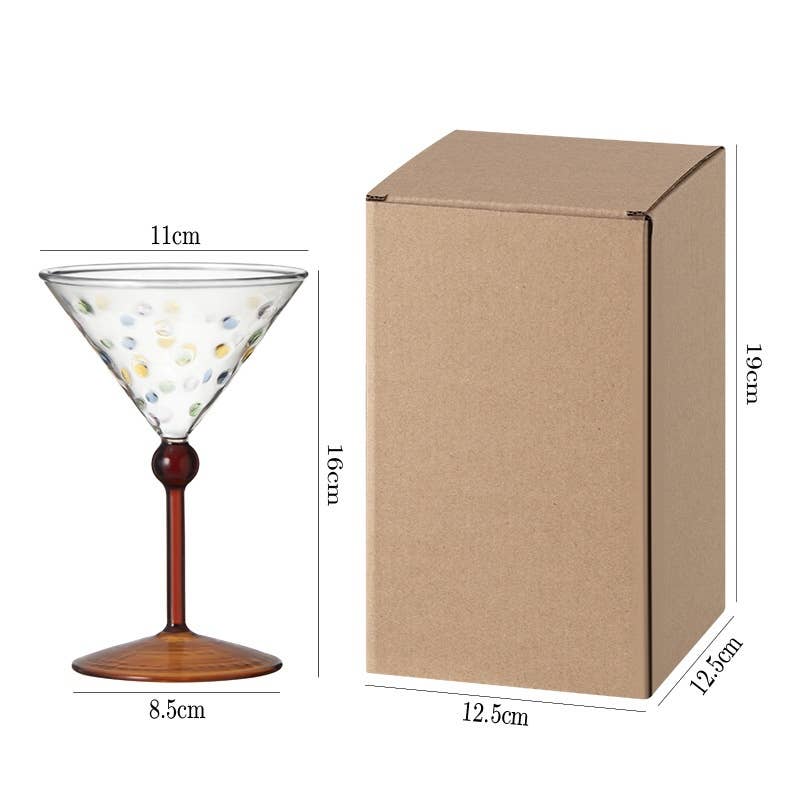 IVORE.GROUP (We cover All Import duty) – wholesale Cocktail/liquor glass – Colorful Polka Dot Wine Glass | Cocktail/Champagne Glass3
