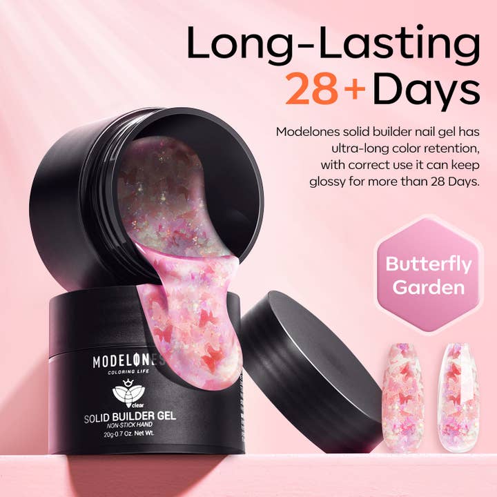 Modelones - Wholesale Nailcare Set - Butterfly Garden - Non-Stick Hands Solid Builder Gel 20g