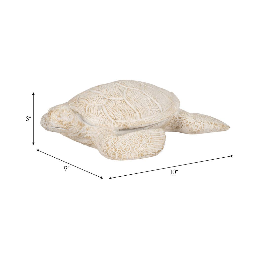 Sagebrook Home - Wholesale Decorative Figurine - Decorative Figurine - Ivory Resin Solid Sea Turtle. 10 in.2