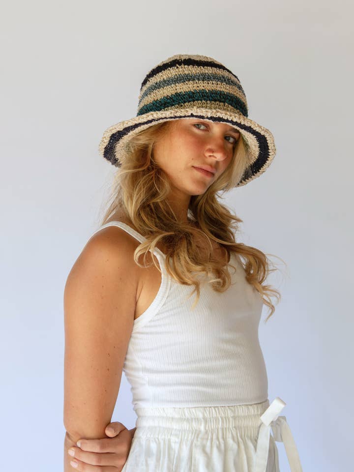 Peggie Bucket Hat // Tide Stripe for wholesale by Hobo and Hatch