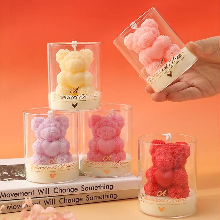 Valentine’s Day Heart Teddy Bear Cute Scented Candle for wholesale by Candles Meta