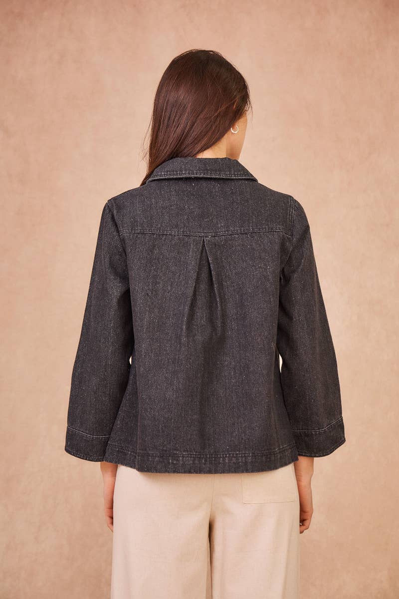 Calie Paris – Engroshandel Bluse - Dame – ANOUCHKA denimbluse med knaplukning3