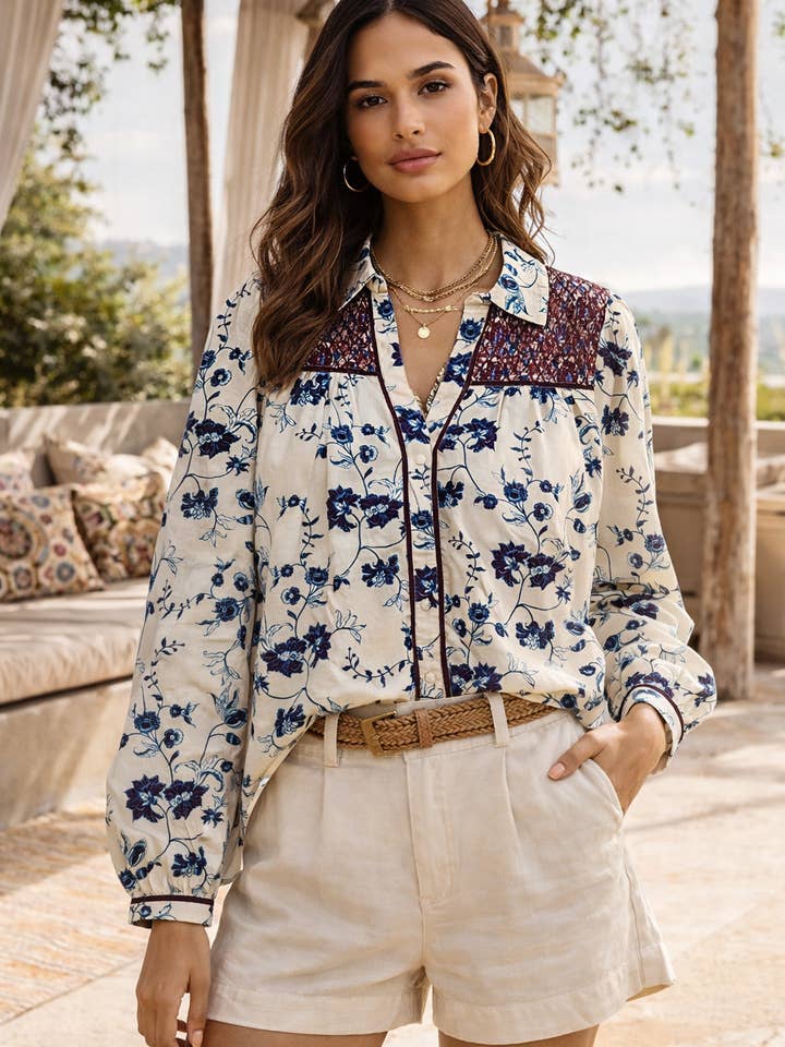 Maribel Floral Blouse for wholesale by The Nu Vintage