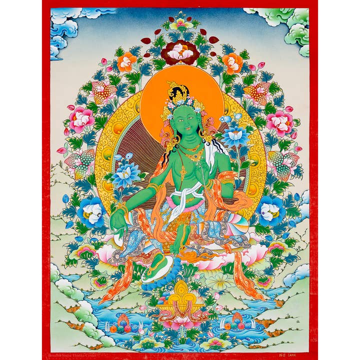 Spiritual Green Tara Thangka – The Defender of Devotion for wholesale by Boudha Stupa Thanka Centre