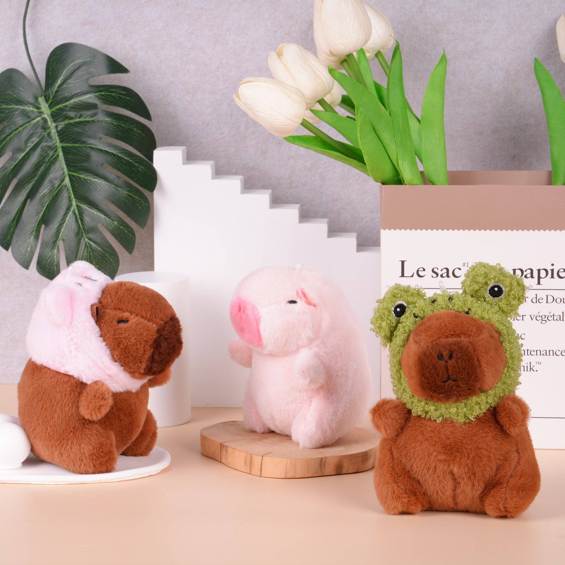 CapyFun - Wholesale Keychain - Unisex - Capybara Piggy Hat Plush Keychain5