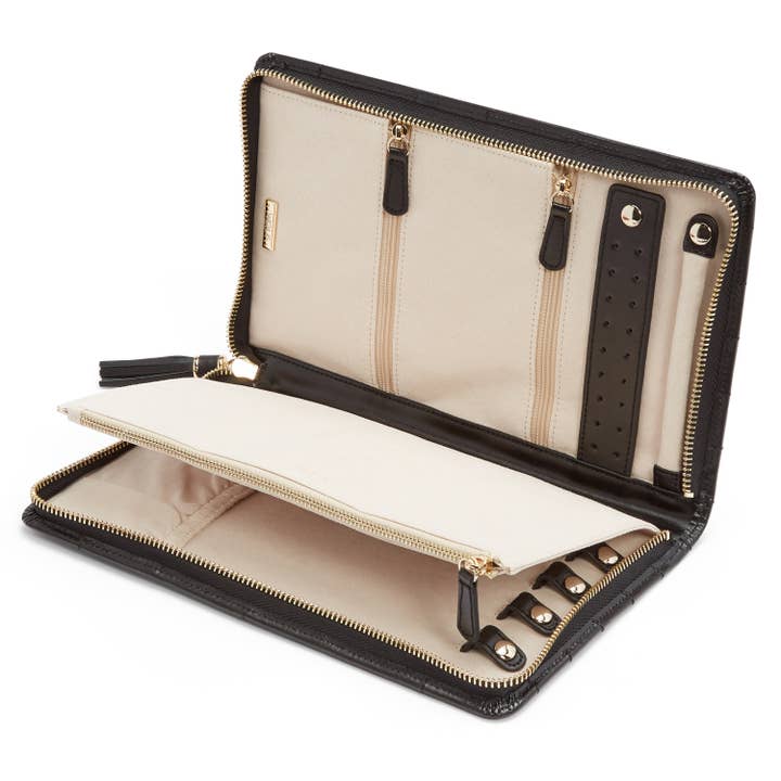 WOLF - Wholesale Jewelry Box/Organizer - Caroline Large Jewelry Portfolio - Black