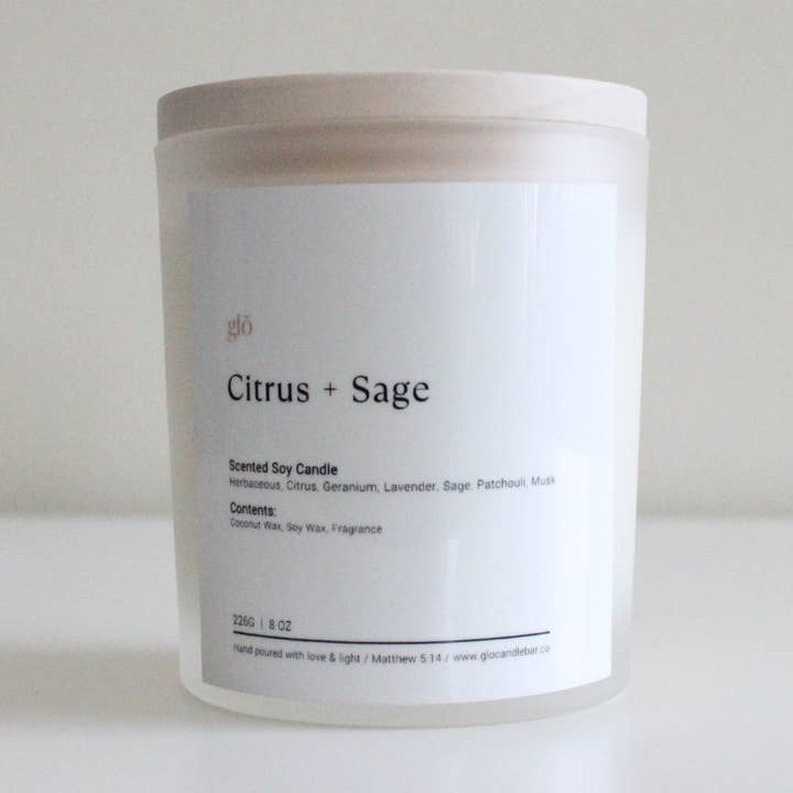 Citrus + Sage - 8 oz Coconut Soy Candle for wholesale by Glo Candle Bar Co.