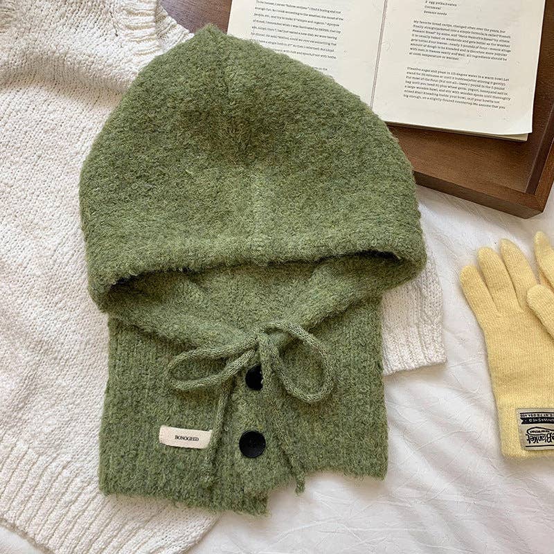 Dipped Shop – Engroshandel Beanie - Dame – Hue og tørklæde i ét stykke med ensfarvet knap DPS16050