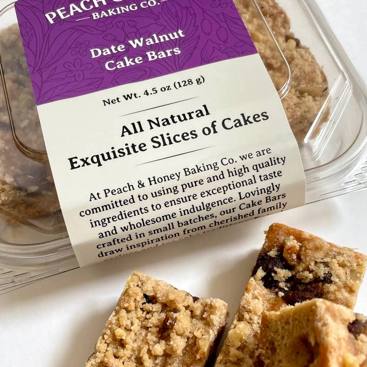 Peach & Honey Baking Company - Wholesale Cake - Date Walnut Cake Bars (4 bars)