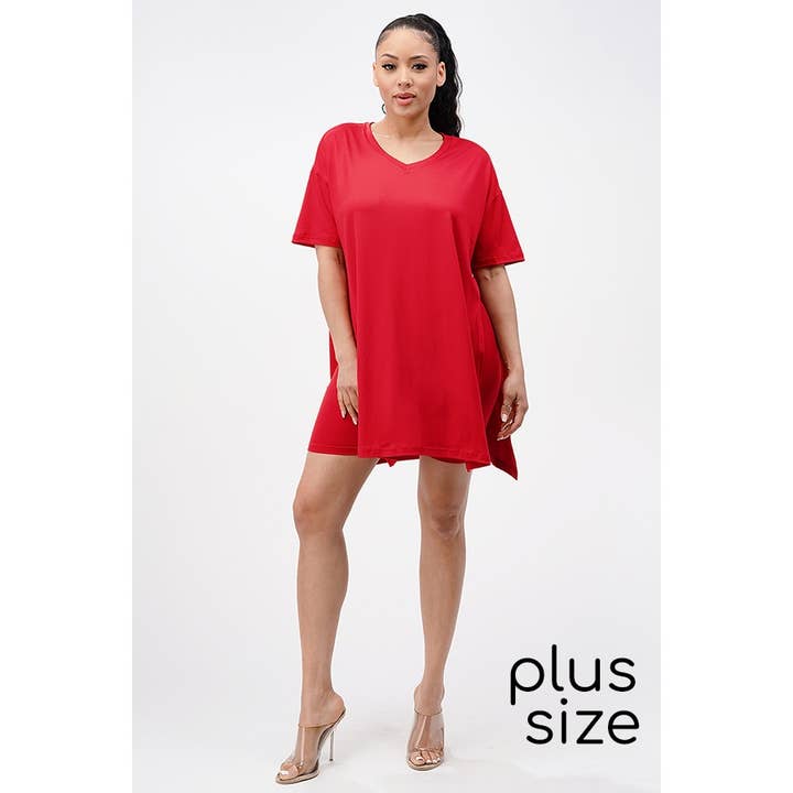 Lime All the Time - Wholesale Lounge Set - Women's - Big Side Split V neck Shirt and Shorts Set Plus