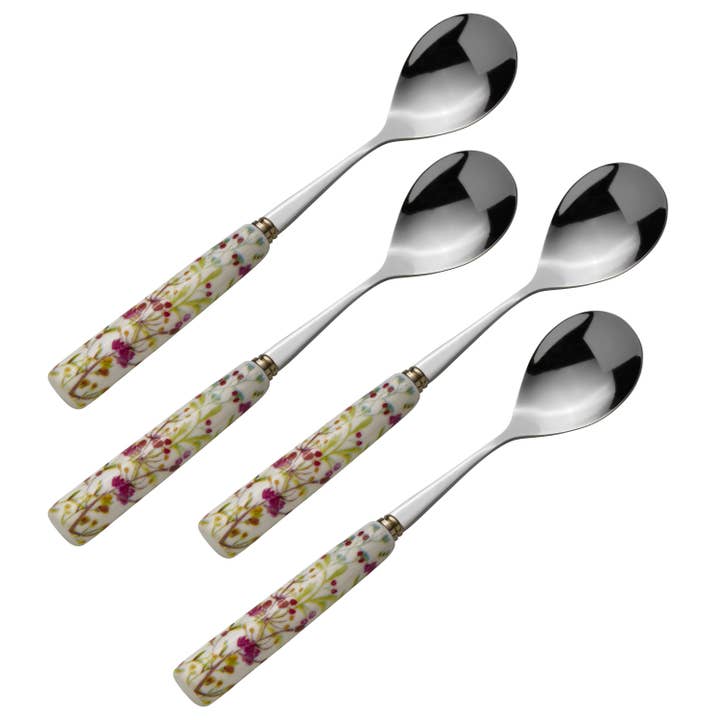 Mikasa Tivoli Ceramic Handle Set of 4 Coffee Spoons for wholesale by Lifetime Brands Silverwarehouse