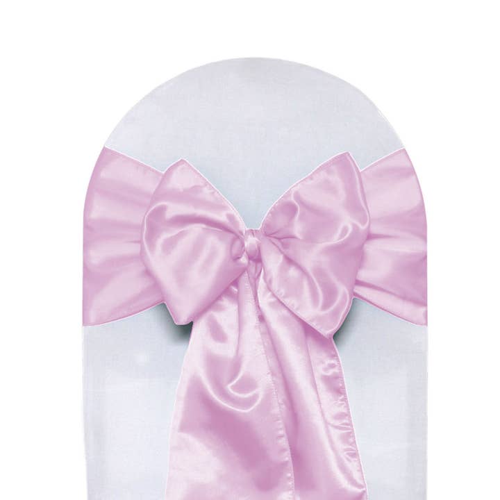 YOUR CHAIR COVERS - Wholesale Chair/Sofa Slipcover - Satin Sashes Pink (Pack of 10)