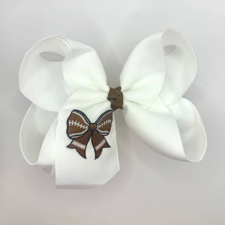 Football Ribbon Bow for wholesale by Luminous Sky Bowtique