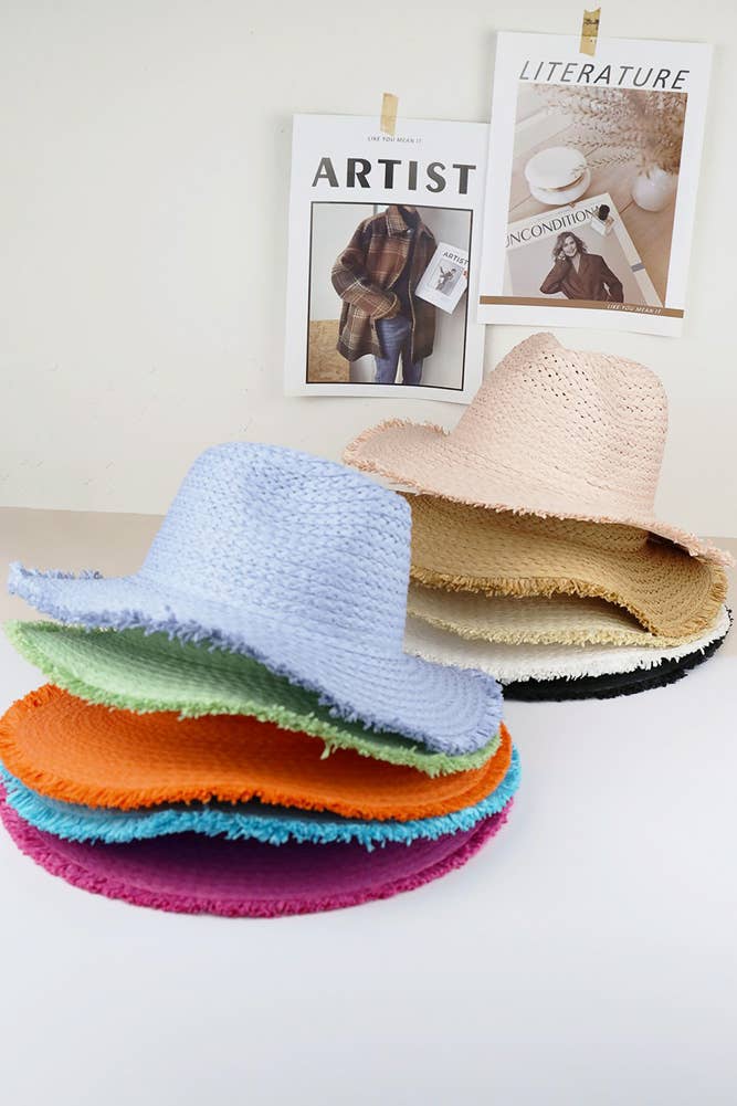Hana - Wholesale Straw Hat - Women's - Frayed Solid Straw Hat13