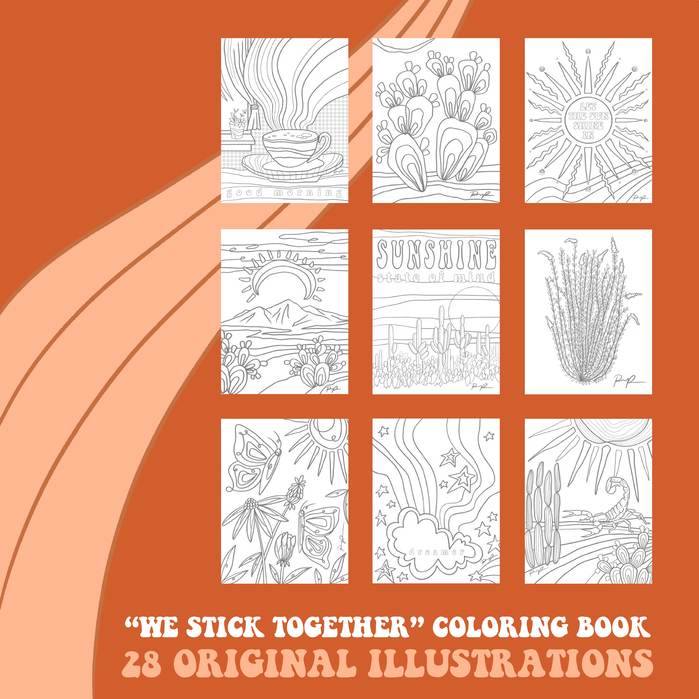 Paige Poppe Art - Wholesale Coloring Book - Adult - "We Stick Together" Coloring Book7