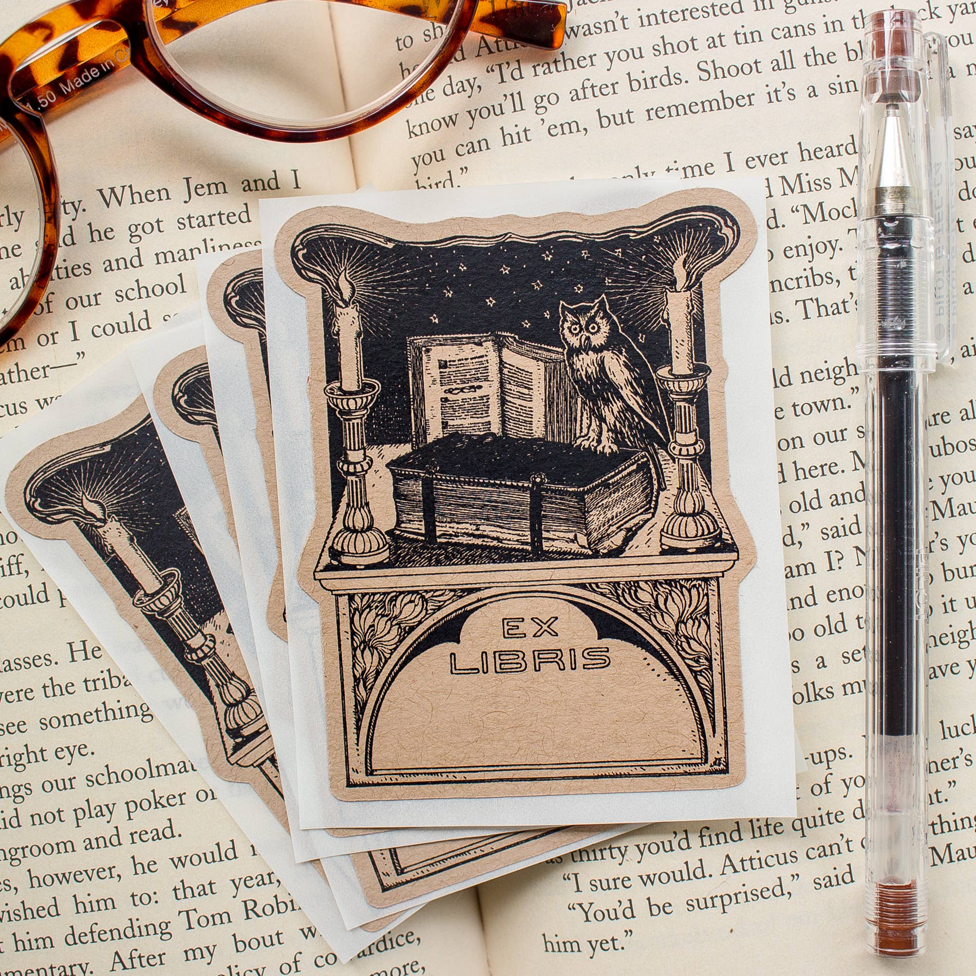 Sunshine and Ravioli - Wholesale Book Plate - Owl with Candles Bookplates1