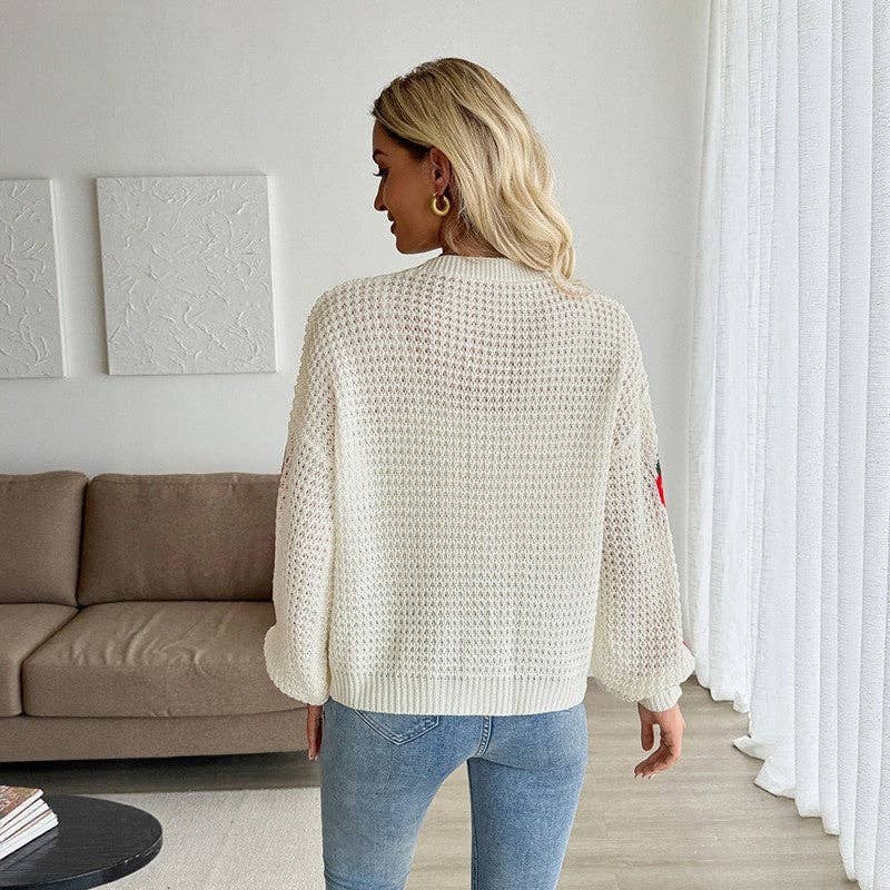 CREAMY Strawberry Jacquard Knit Cardigan for wholesale on Faire5