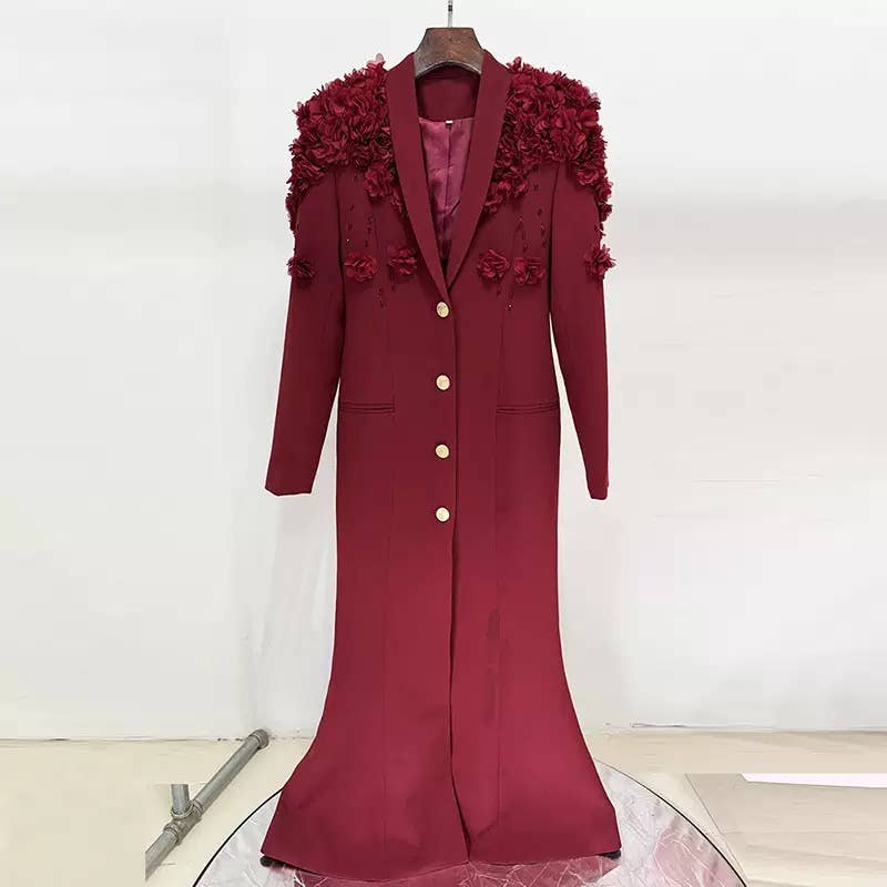 Productseeker - Vendita all'ingrosso Vestito - Donna - DR340Y Abito lungo con perline pesanti e fiori 3D2