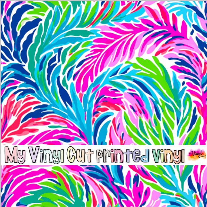 Printed Vinyl & HTV Preppy Fronds T Pattern 12 x 12 inch sheet for wholesale by My Vinyl Cut